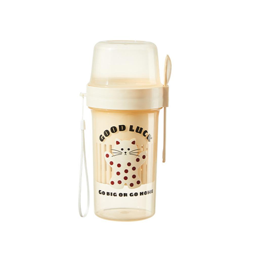 Double Layer Breakfast Oatmeal Cup Spring Pressure Salad Cup Cereal Cup Yogurt Filter Cup  School
