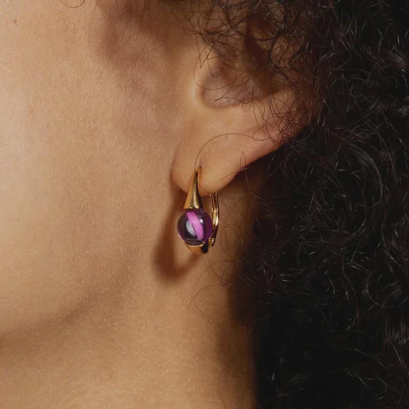 Cross-Border Egg-Shaped Candy Earrings for Women: S925 Silver, Colored Gemstones, European & American Classic Fashion.