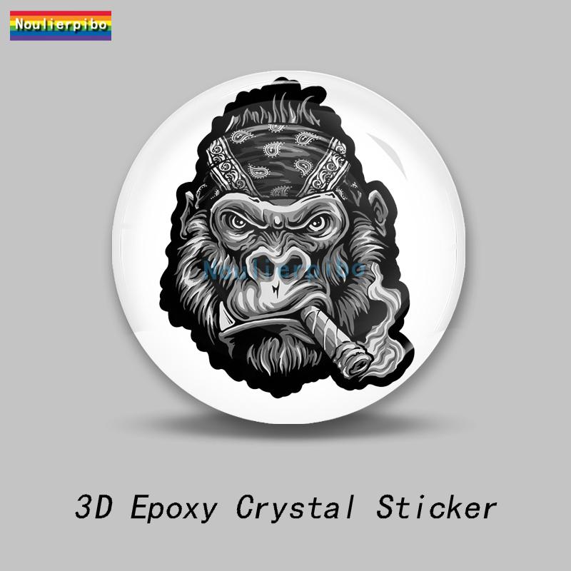 3D Creative Epoxy Dome Car Sticker Gorilla Gorilla Smoking Gorilla with Glasses PVC Car Motorcycle Helmet Laptop Vinyl Decal