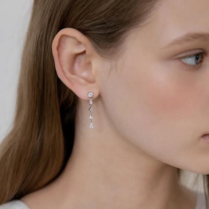 (Silver 925) Cubic Link Drop Earrings EC3283