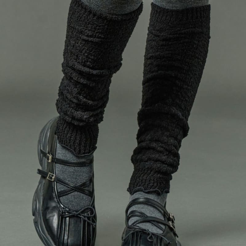 

CITYPOPZ [CP] Fogny Вязаные Теплые Носки-Гетры [ЧЕРНЫЙ] BLACK_FREE