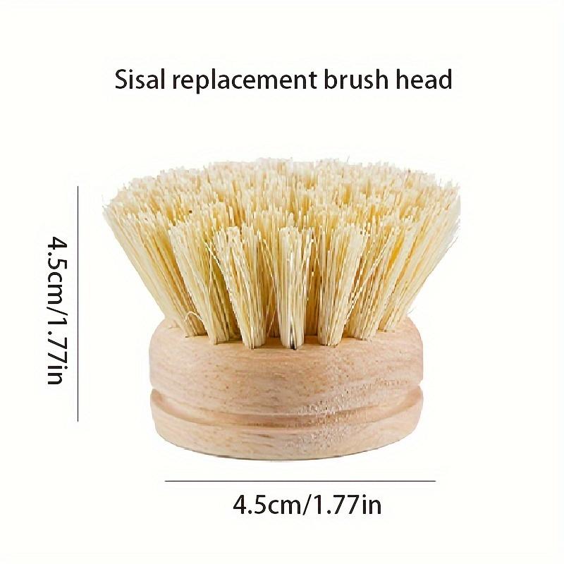 Horsehair Replaceable Pot Brush Long Handle Detachable Pot Brush Natural Loofah Soft Hair Pot Brush Coconut Brown Cleaning Brush