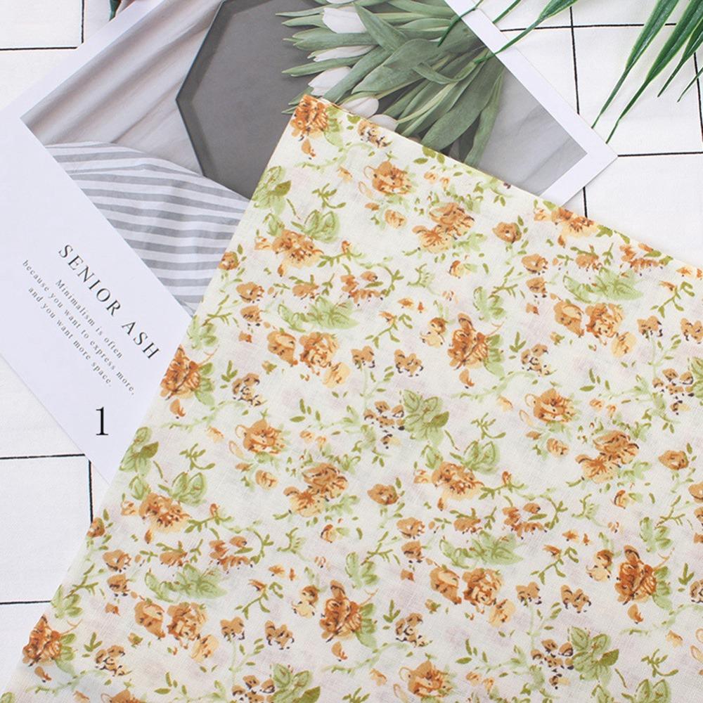 7Pcs Floral Cotton Cotton Fabric Squares Yellow 25*25cm Sewing Fabric Pack Quilt Fabric Bundle For Sewing