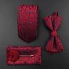 Men Tie Set Jacquard Woven Necktie Bowtie Tie Clipred For Groom Business Wedding Party