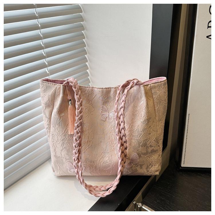 

2026 Autumn/Winter Women s Large Capacity Chinese Style Shoulder Tote Bag 32.5*25.5*28cm рожевий