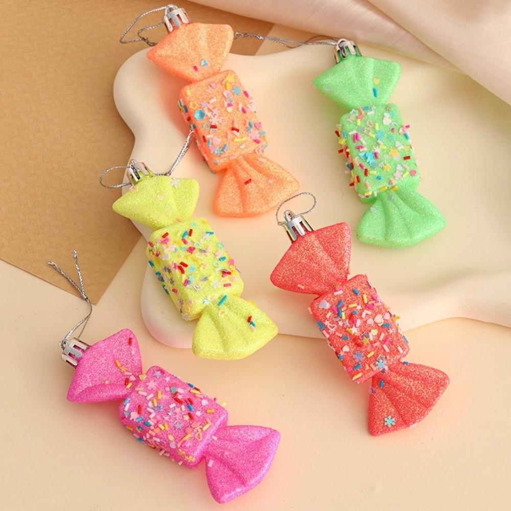 Creative Colorful Christmas Hanging Faux Candy Holiday Props Christmas Tree Ornament Party Supplies Plastic Xmas Decorations