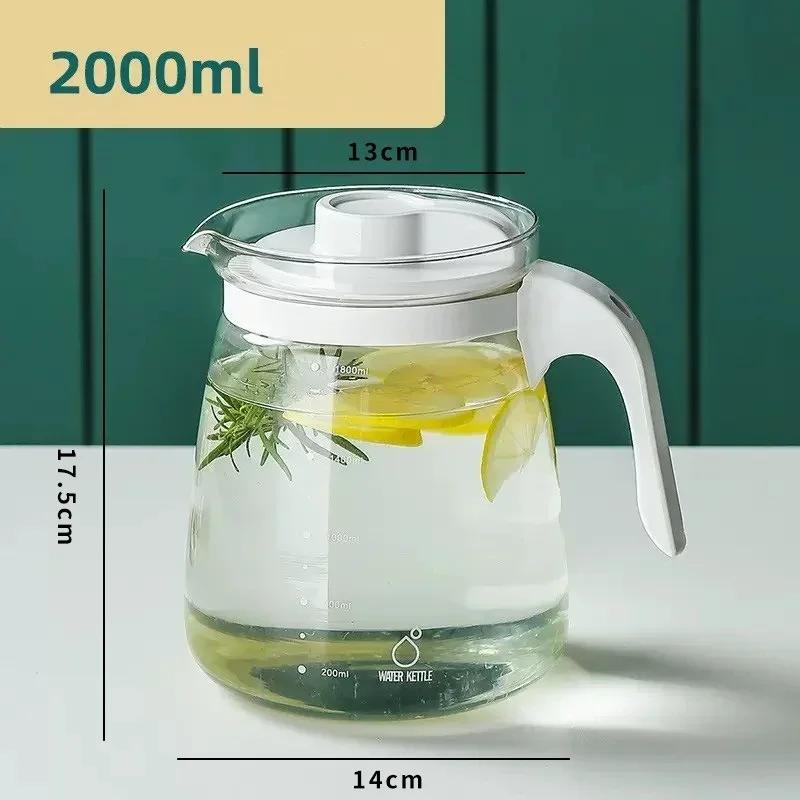 Large Capacity Glass Kettle High Temperature Resistance Water Bottle Household Transparent Teapot Coffee Jug Drinking Utensil