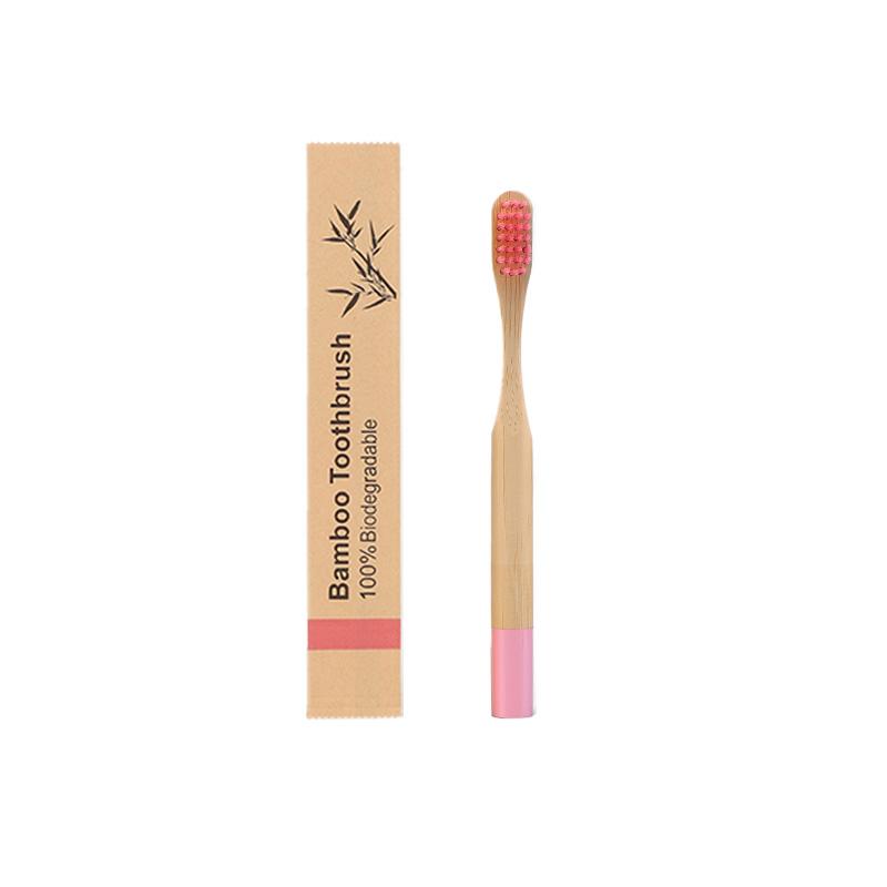 Custom Color Paint Round Handle Kids Soft Eco Degradable BPA Free Kraft Bag Bamboo Toothbrush