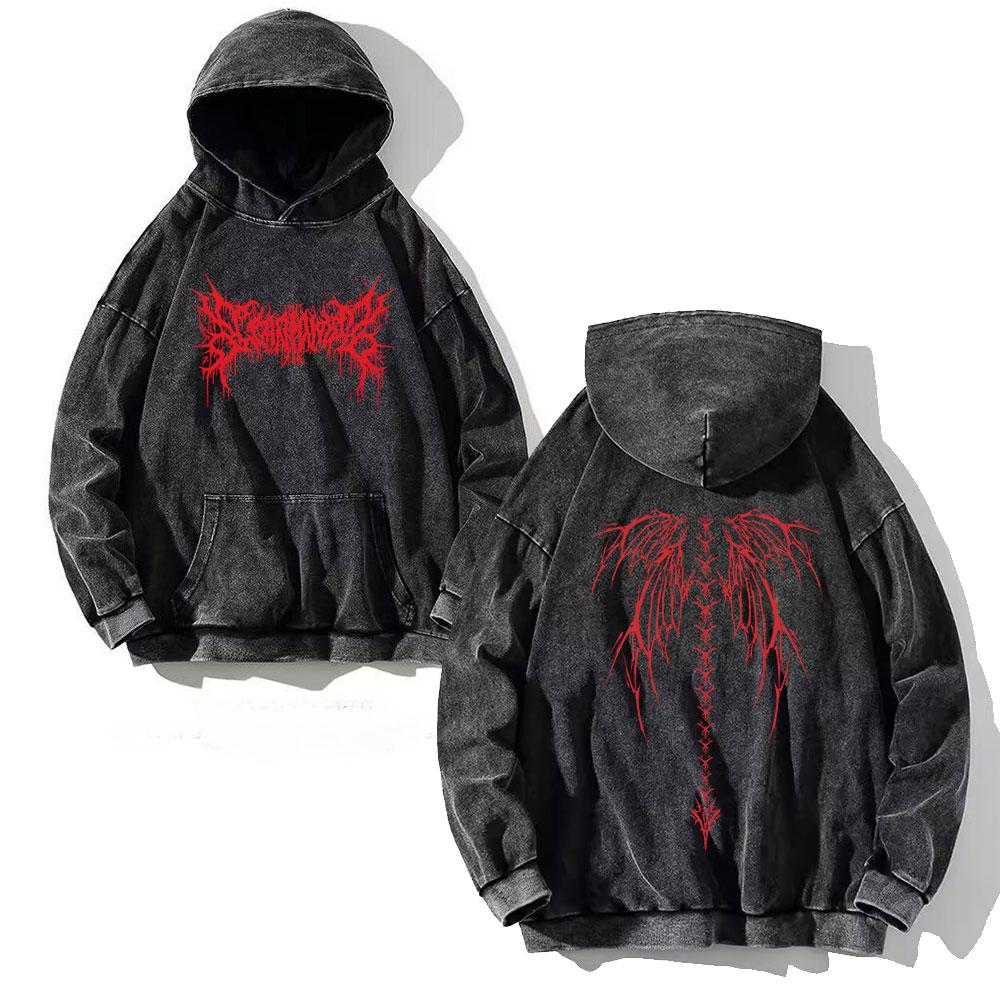 Hoodies Vintage Women Men Skull Cross Print Hooded Sweatshirts Oversize Hip Hop Male Pullover Winter Clothes