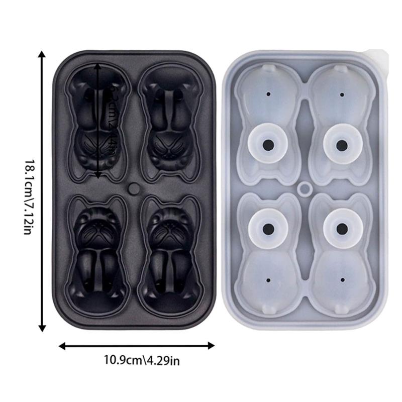 Bulldog Shaped Ice Cube Tray Flexible Silicones Dog Mold Convenient Ice Making Molds Multifunctional Kitchen Tool