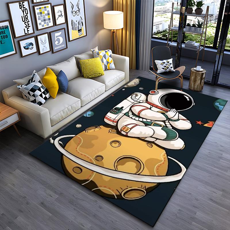 

Astronaut Riding a Rocket with a Gun in a Colorful Space Scene Suitable for use as an anti-slip game mat for living room and bedroom sofas 40x60cm( 15x23in )