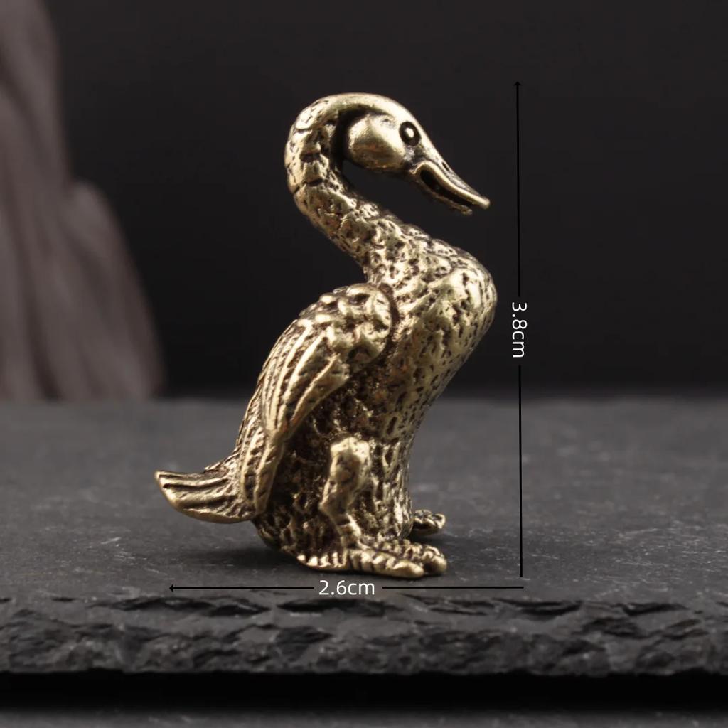 Retro Brass Delicate Duck Figurines Unique Copper Animal Crafts Home Desktop Decorations for Wedding Party Anniversary Day
