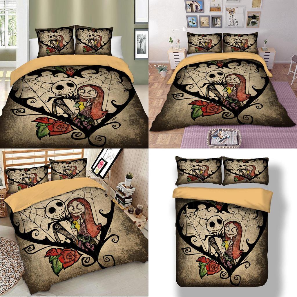Luxurious Nightmare Before Christmas Duvet Cover With Pillow Cases Quilt Cover Bedding Set For Halloween Enthusiasts