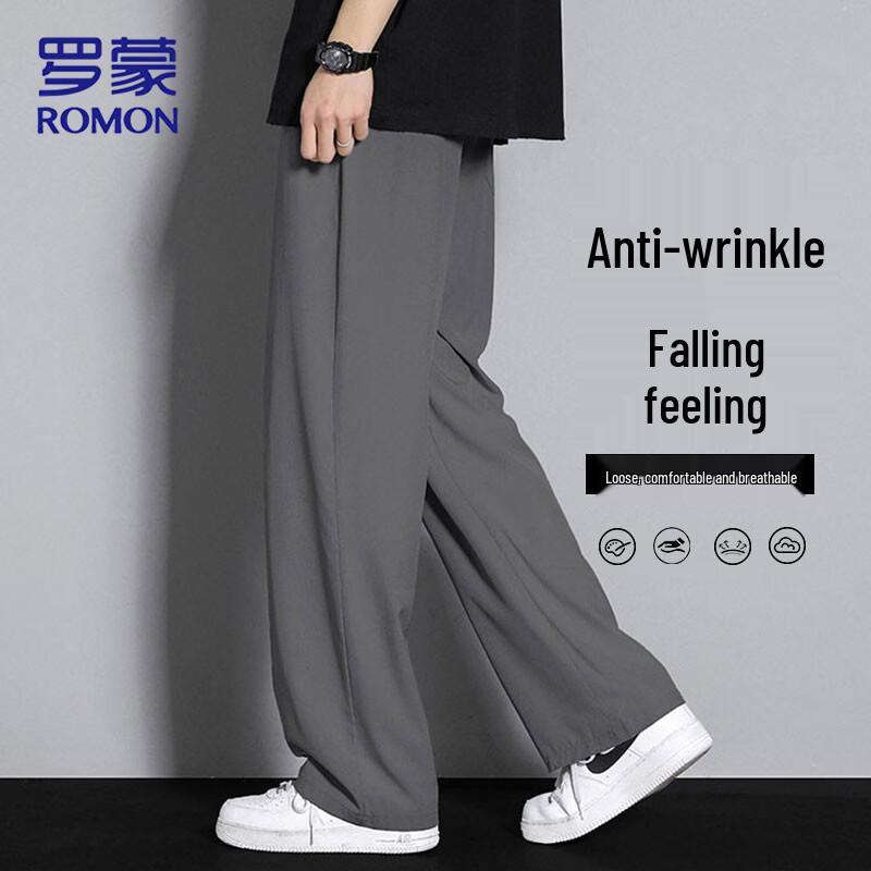 ROMON Men s Ice Silk Straight-Leg Casual Pants 4XL