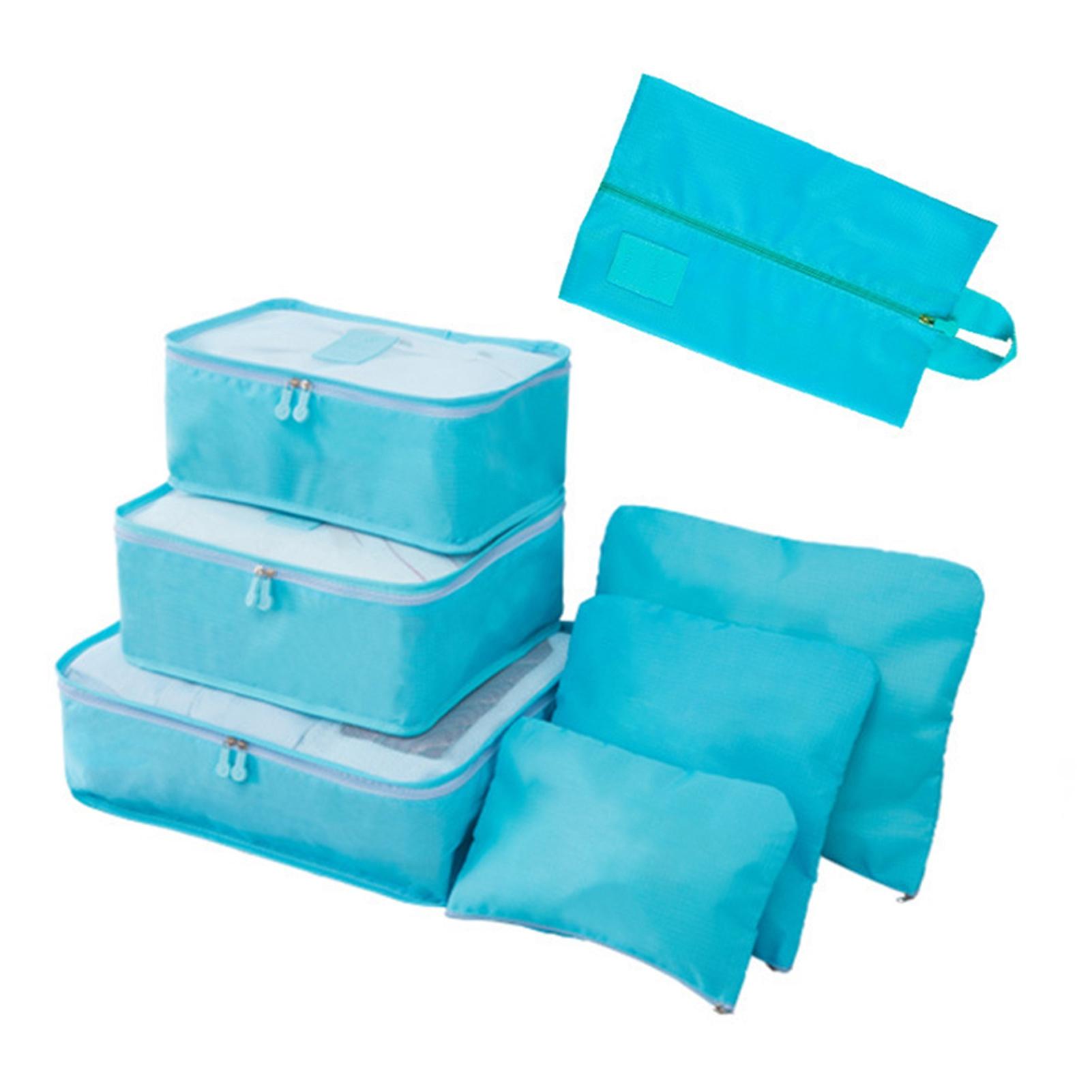 Travel Storage Bag Large Capacity Breathable Storage Bag Set for Camping Mountain Climbing Vacation 7 Pcs Light Blue 990₽
