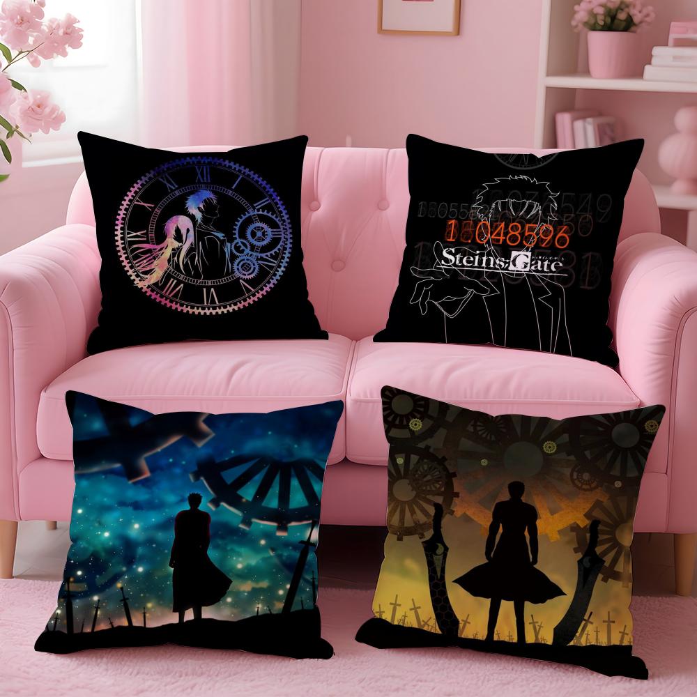 Anime S-Steins Gate Cushion Cover Comfortable Reversible Pillow Cover Ideal for Car Sofa Bedroom & Beyond