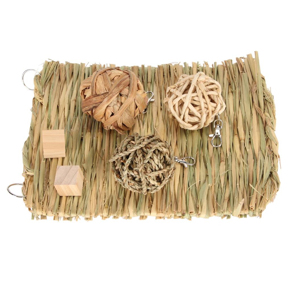 Rabbit Grass Mat Relieve Boredom Healthy Detachable Durable Hamsters Chew Toys Set for Home