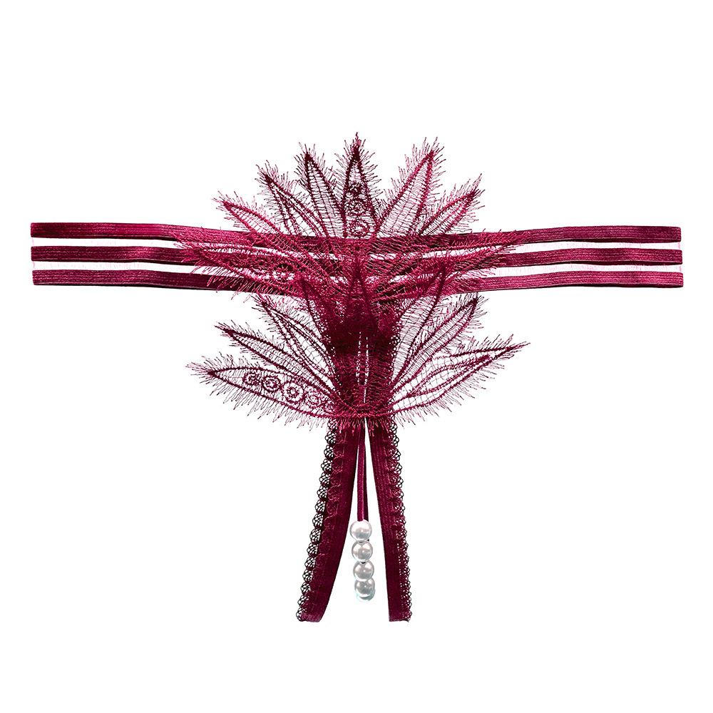 Flirting Eyelashes Lace Panties Can Be Inserted Into Women's Erotic Beaded Massage Bed Teasing Hot Perspective Thong 2290