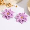 Fashion and Fresh Candy Color Spray Paint Stud Earrings Temperament Versatile Vacation Style Three-layer Flower Earrings Gold Stamen Earrings