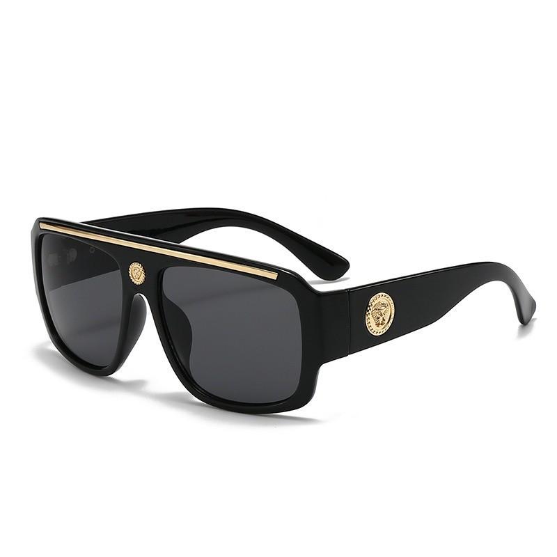 Retro Square Pilot Sunglasses With Uv400 Protection For Outdoor Sport Fans BlackFrameGrayLens