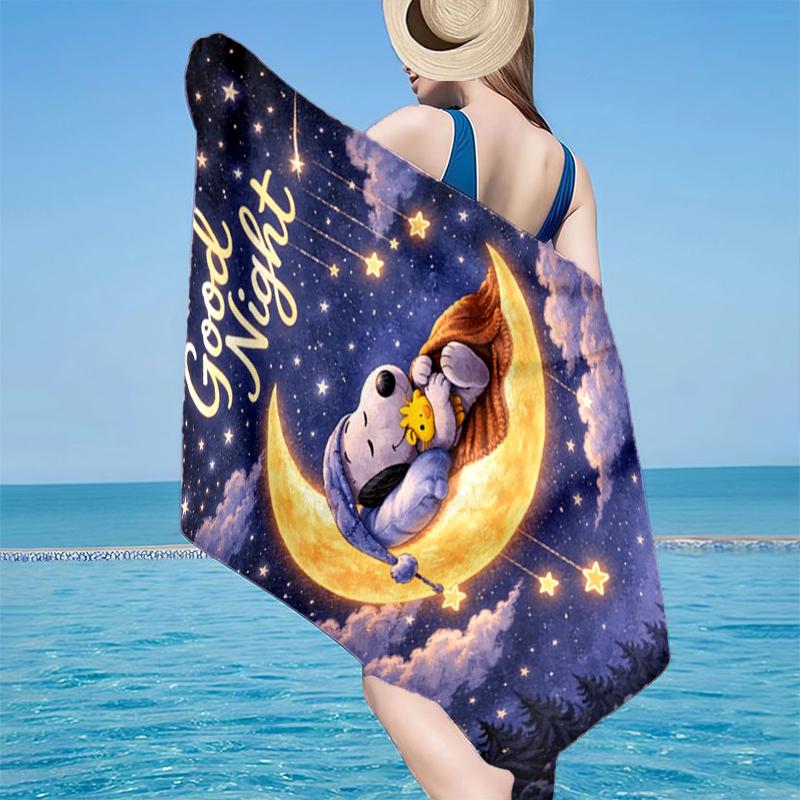 Snoo-dog Dreams On The Moon Beach Towel, Super Soft Microfiber, Gift for Her/Him, Birthday, for Pool, Beach, Travel, Home Decor Fan gifts