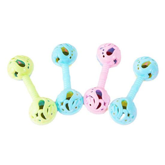 Dual Bell Baby Rattle Toy Soft Grip Shaker with Bell Sound