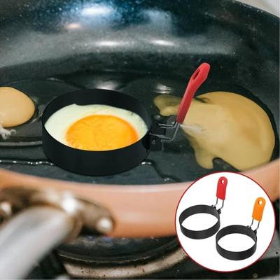 Circular Fryer Stainless Steel Non Stick Circular Mold Cooking Egg Mold Folding Handle Kitchen Small Tool