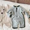 2025 Green Long Sleeve One-Piece Swimsuit for Kids Ages 1-6 - Plus Size, Modest Design