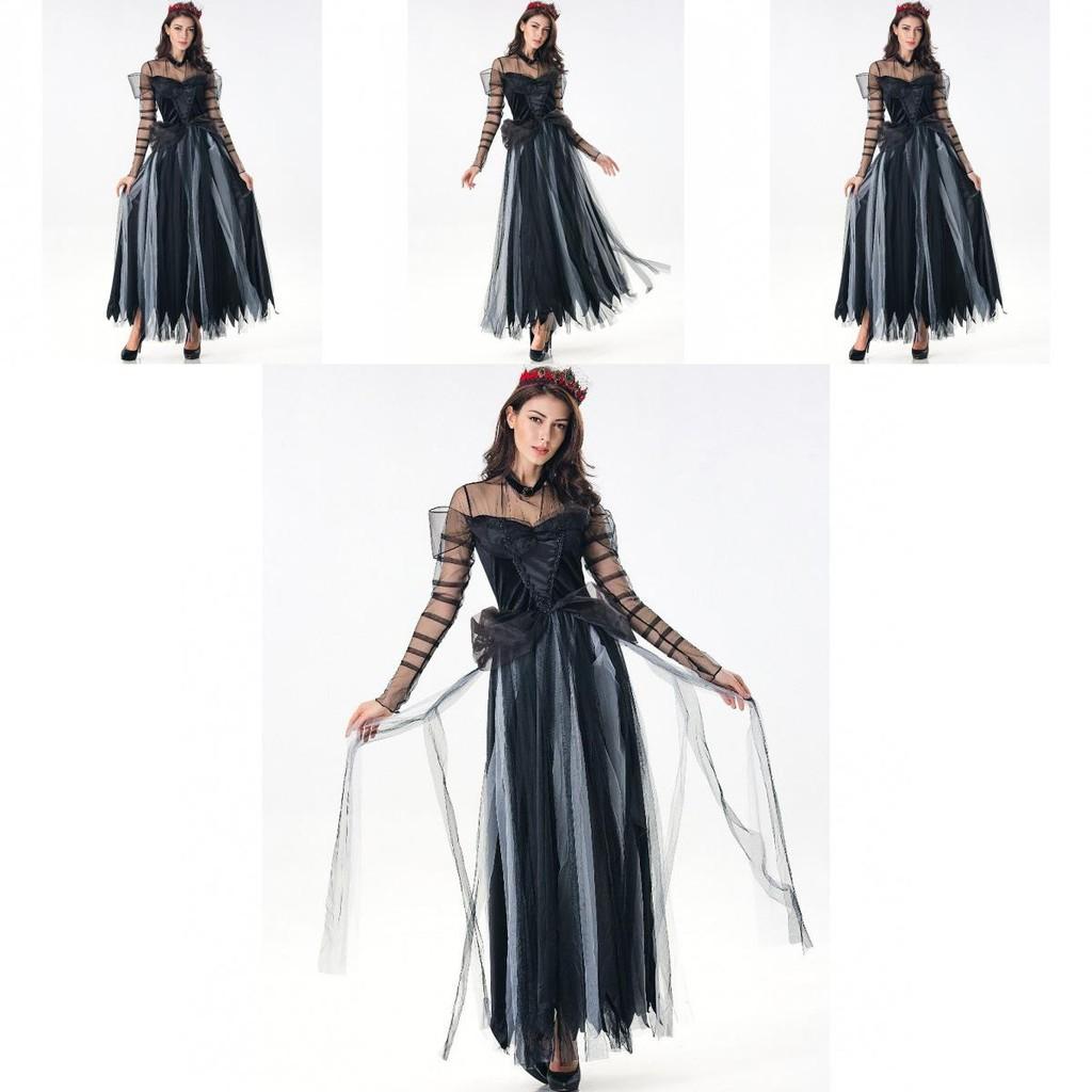 Elegant Vampire Bride Costume For Women Featuring Comfortable Long Skirt For Role Play