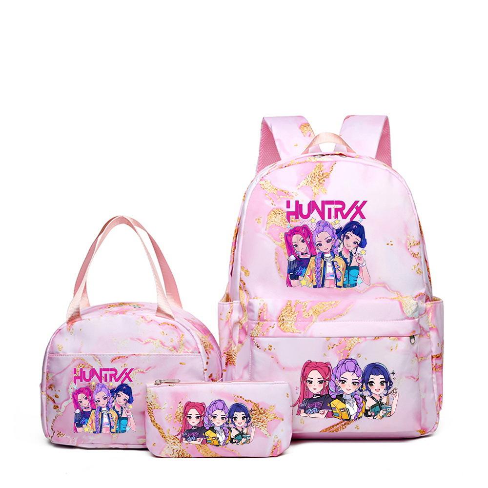 Kpop Witch Hunter Backpack Lunch Bag Pencil Case Set Student Animation Fashion School Bag Pencil Case Lunch Bag