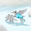 Huitan Full Shiny CZ Women Opening Ring Cute Blue Bird Design Fresh Leaf Shaped Elegant Party Daily Accessories Charming JewelryGood Product
