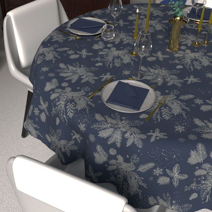 Nappe festive imprimée anti-tâches ronde diamètre 180 cm HOUX, par Soleil d'Ocre