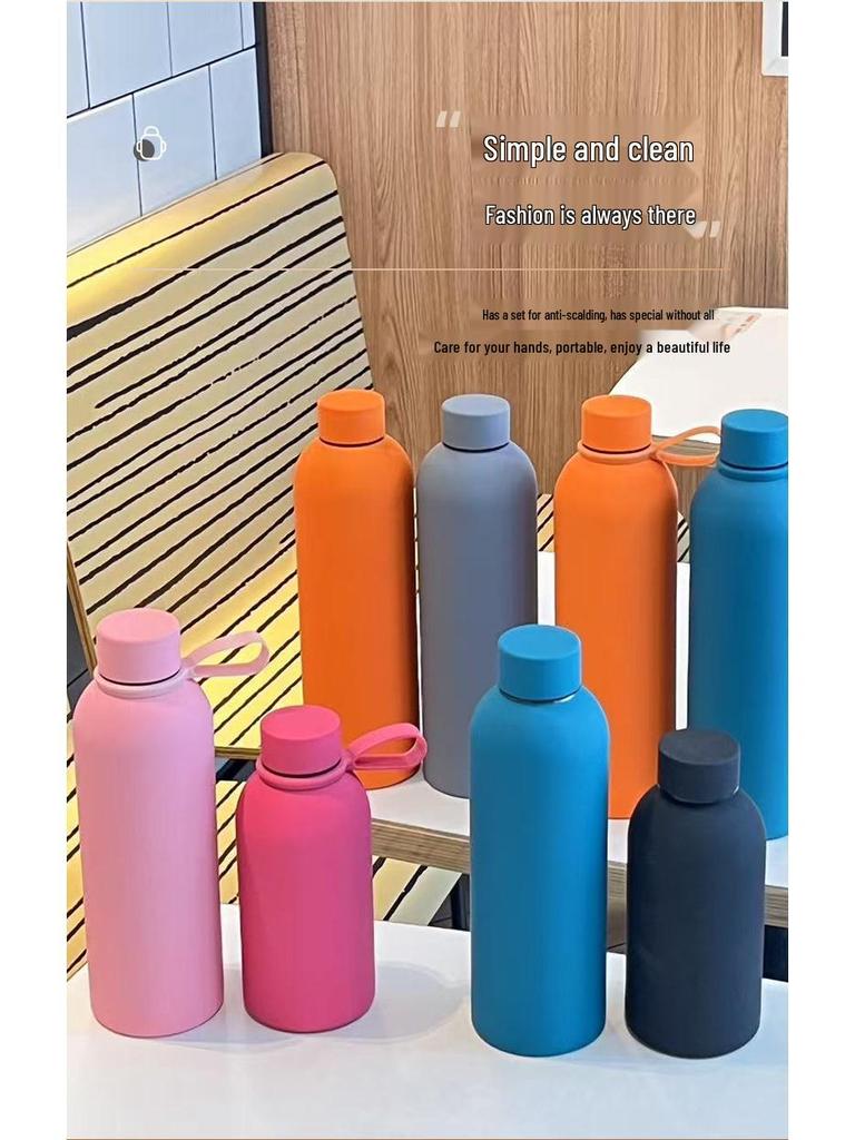 750ml Frosted Stainless Steel Sports Thermos Bottle with Narrow Mouth