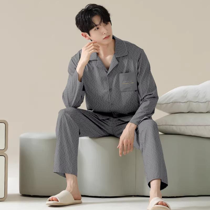 Men's Pajamas Men's Autumn 1011 New Modal Cotton Long-sleeved Large Size Fashion Simple Loungewear Autumn and Winter