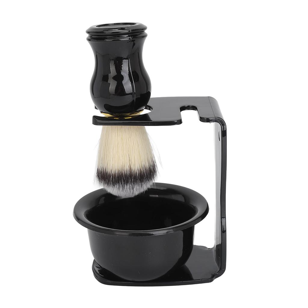 Beard Care Kit Pocket Beard Brush with Holder and Soaping Bowl Men Hair Cleaning Styling Set