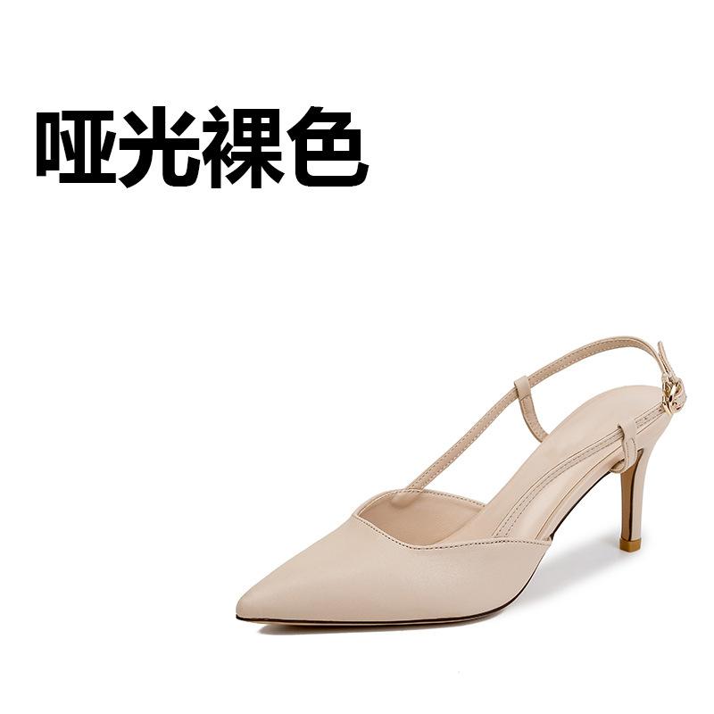 Women Sandals Baotou High Heeled Sandals Women's High Heels Spring Summer Thin Heel Professional Pointed Back Empty Single Shoes