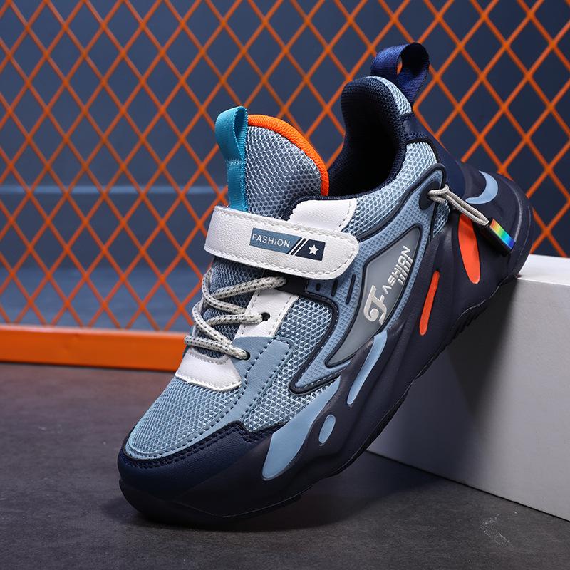 Middle and Older Children's Shoes Boys 2025 Autumn and Winter Mesh Breathable Non-slip Thick-soled Primary School Students Casual Running Sports Shoes
