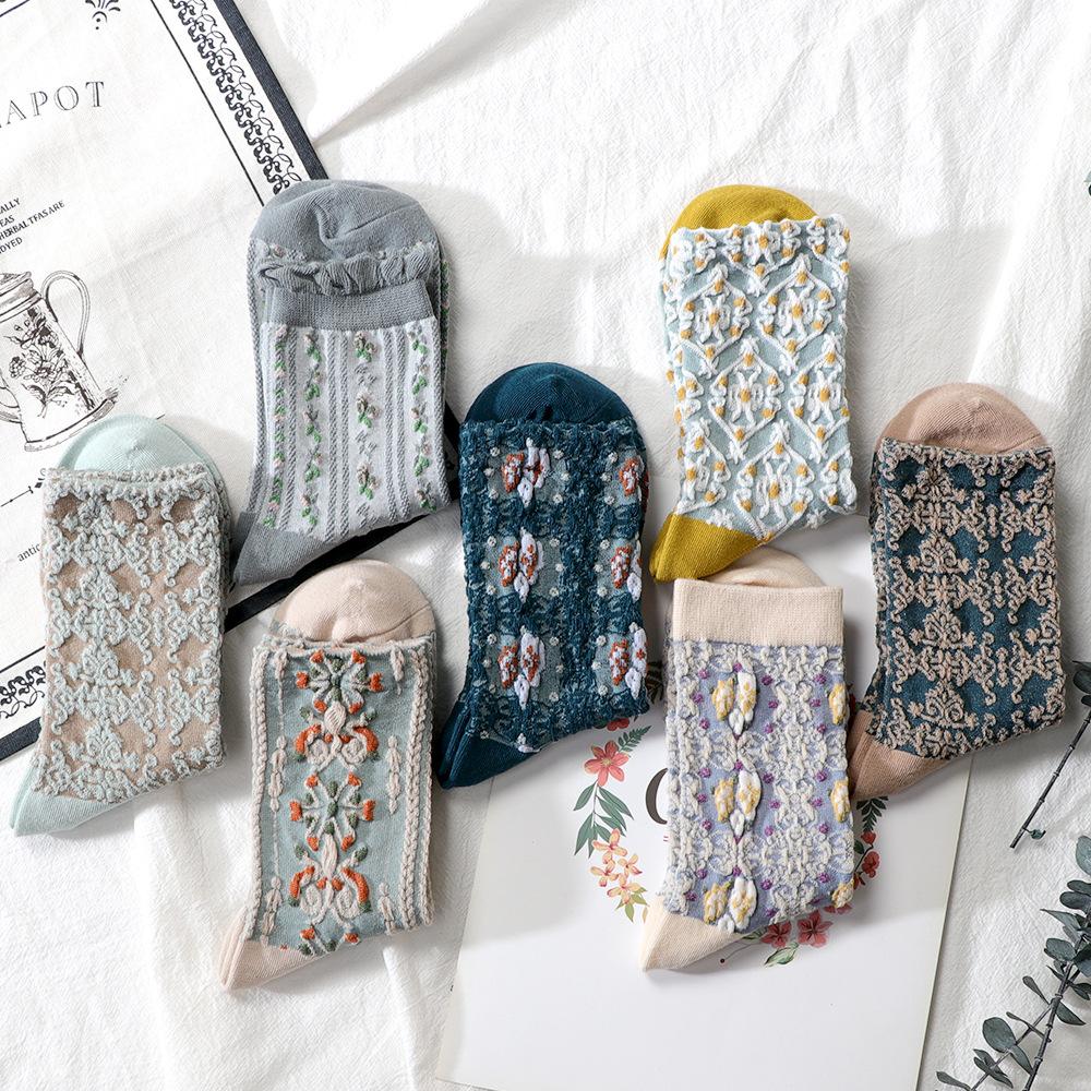 5 Pairs of Ladies Autumn and Winter New Style All Match National Wind Tube Socks