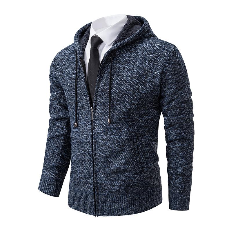 Autumn And Winter Men'S Jacket Cardigan Sweater Men'S Knitted Sweater Hooded Fleece Casual Thickened Jacket Men'S Sweater