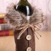 Merry Christmas Red Wine Bottle Cover Bar Xmas Button Plain Clothes Wine Gift Bottle Bag