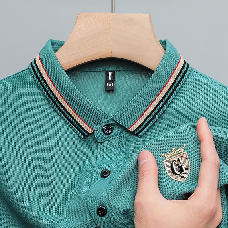 

Футболка с короткими рукавами в горошек, высококачественная рубашка поло с лацканами, средне-зеленая повседневная футболка с короткими рукавами, топ 4XL зелёный