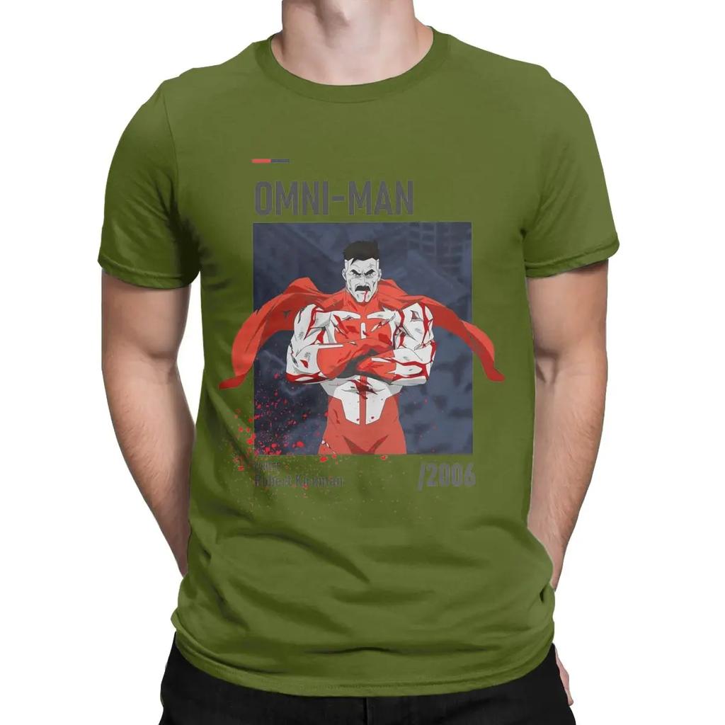 Omni-Man Framed Poster Invincible T Shirts Men 100% Cotton Creative T-Shirt Round Collar Tees Short Sleeve Clothing Graphic