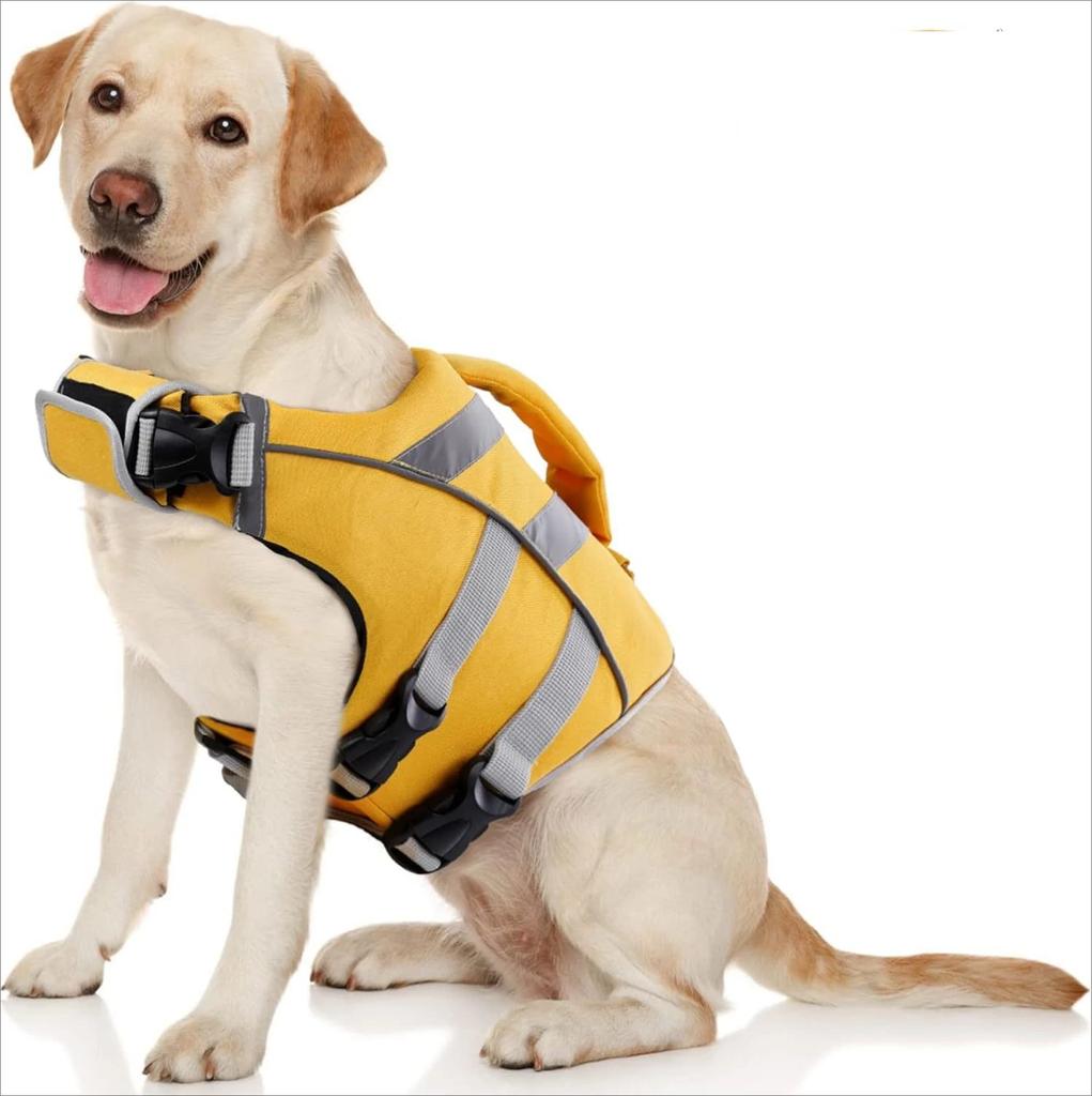 Adjustable High Flotation Dogs Life Vest for Swimming - Ripstop Dog Swimsuit with Reflective Stripes for Small Medium To Large D