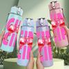 1PC Retro Pink Gin Drink Text Art Print 750ml Color Plastic Sports Water Bottle Leakproof Flip Straw Lid Suitable for Sports Office Home Use