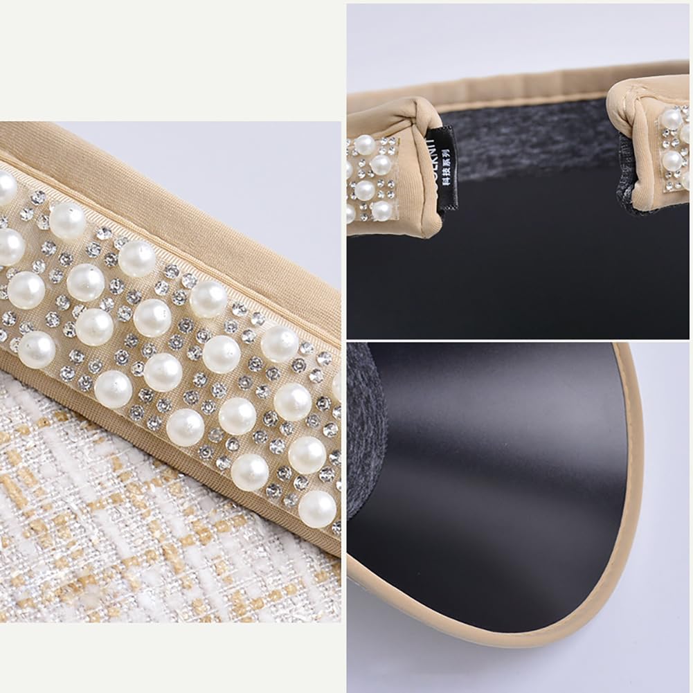 Sun visor for ladies sun UV UV wide 8433 [LeafIn] women, visor, hat, pearl, protection, protection, protection, brim, summer, cute, (A-White)
