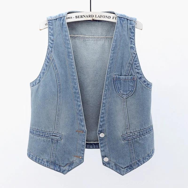 Gilet in Denim alla Moda Femminile Streetwear Scollo a V Gilet da Donna Estivo Taglia Grande Gilet Jeans Top Senza Maniche Giacca Chaleco Mujer