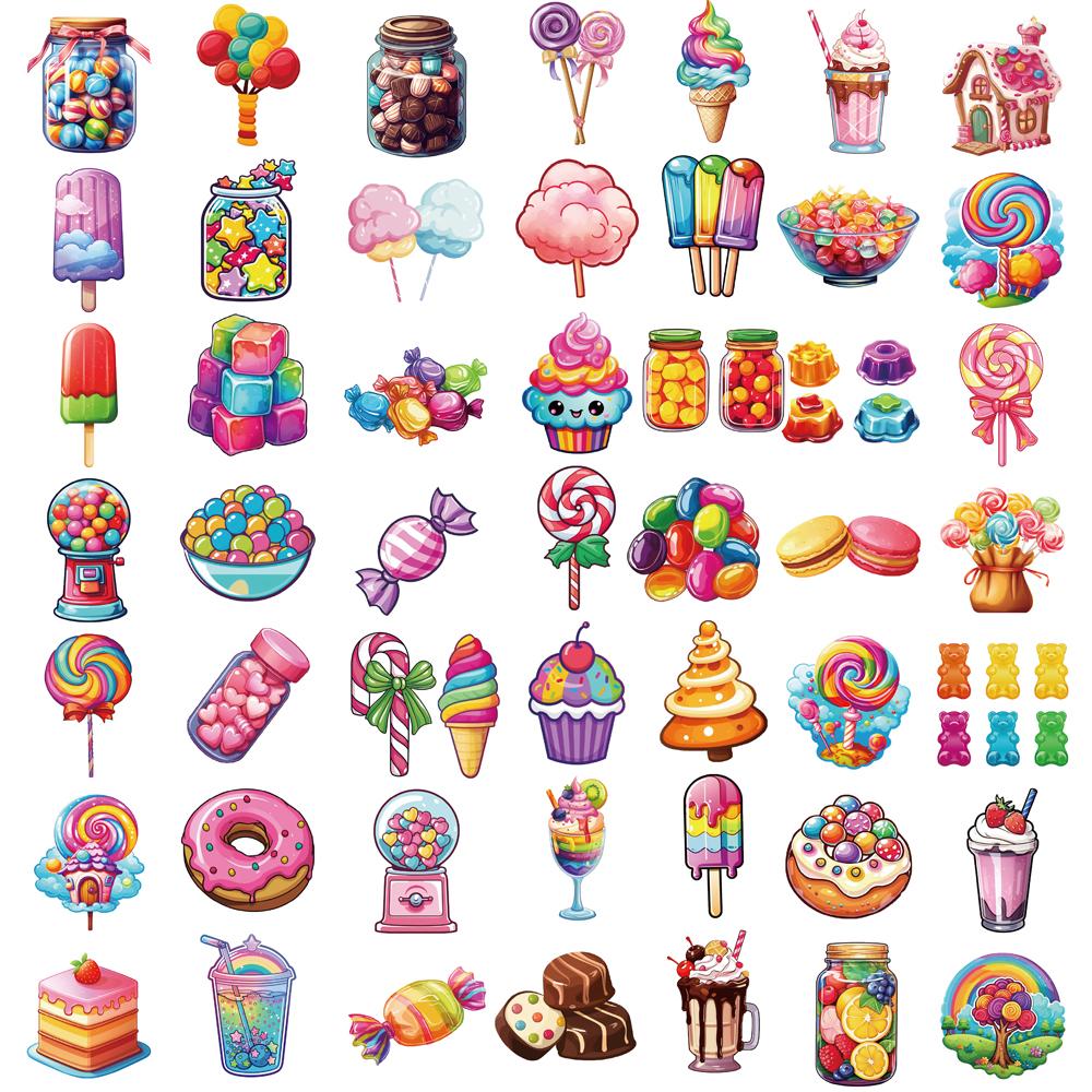 50PCS Rainbow Candy Creative Stickers Painting Aesthetic Cute Style Retro Laptop Scrapbooking Luggage Graffiti Waterproof Decals