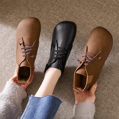 Careaymade-Echtes Leder Weichsohlige Damenschuhe mit breiter Zehenpartie, Obermaterial Rindsleder, lässige bequeme Damenschuhe mit flachem Boden