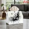 2D Flat 1pc, Tissue Box. Black And White Soccer Exploded View Pattern Napkin Dispenser, Reusable, Daily Desktop Tissue Organizer, Suitable for Kitchen