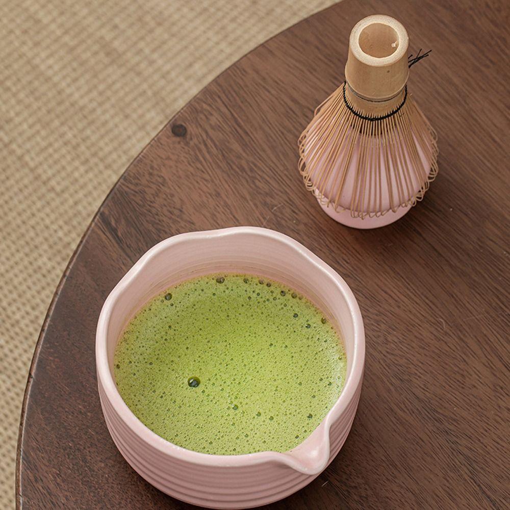 4PCS New Bamboo Ceramic Japanese Matcha Tea Set Food Grade Safe Matcha Whisk Reusable Matcha Stirring Brush